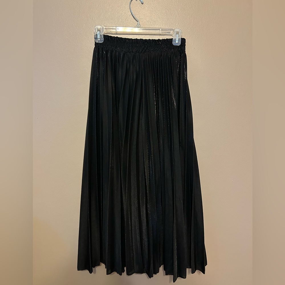 Shimmer Black Pleated Skirt
